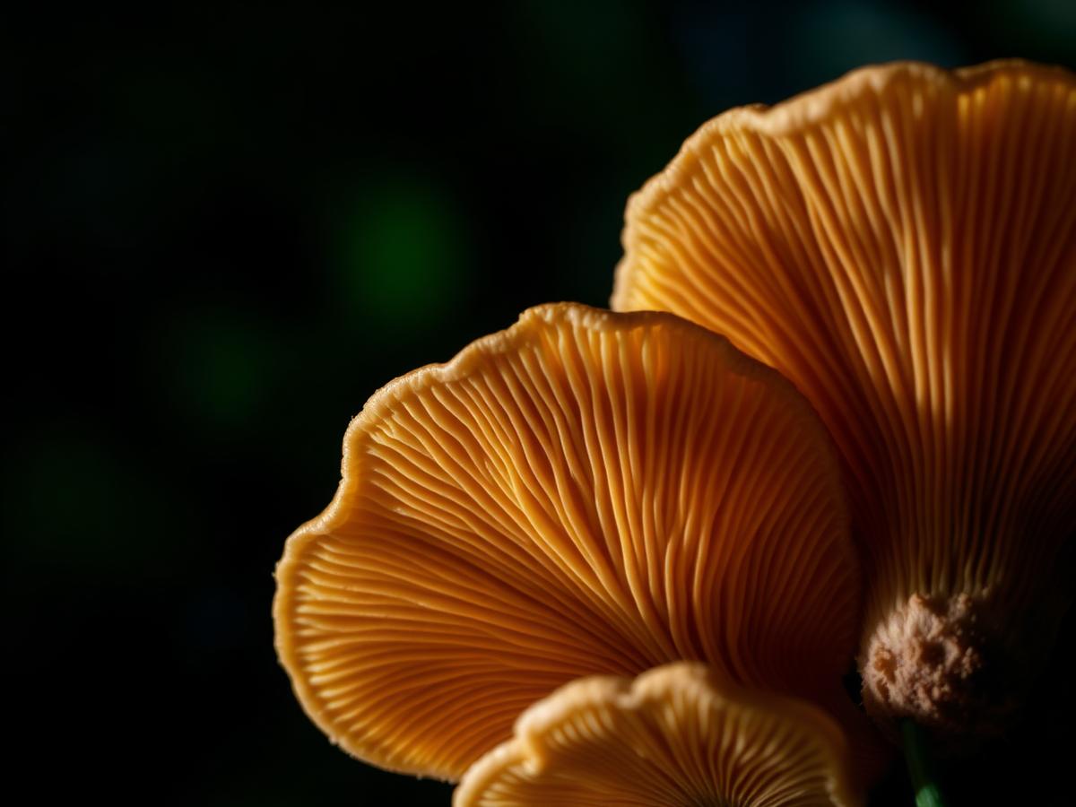Macro detail of mushroom gills